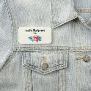 Exotic Tropical Flowers - Pink & Aquamarine Name Tag