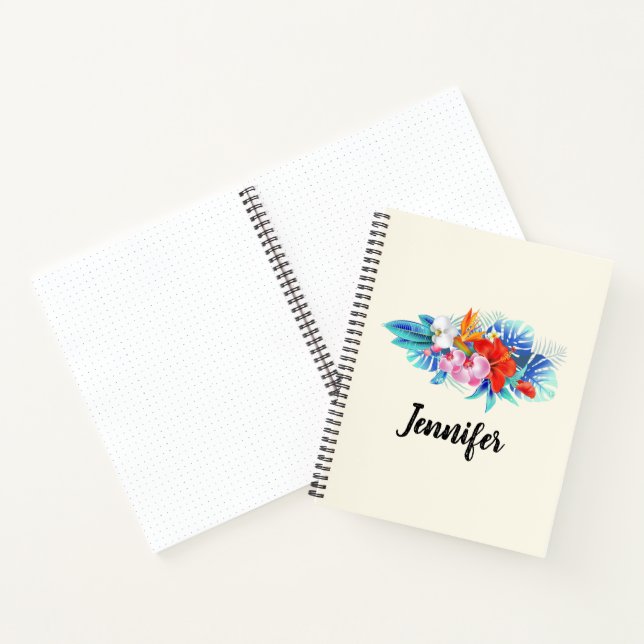 Exotic Tropical Flowers - Pink & Aquamarine Notebook (Inside)