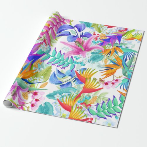 Exotic Tropical Flowers Wrapping Paper