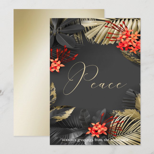 Exotic Tropical Foliage Peace Holiday Greeting Invitation (Front/Back)