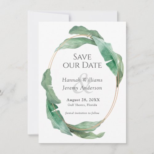 Exotic Tropical Foliage Wedding Save the Date