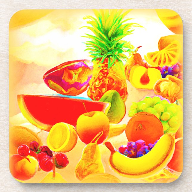 Exotic Tropical Fruits Painting. Buy Now Beverage Coaster (Front)
