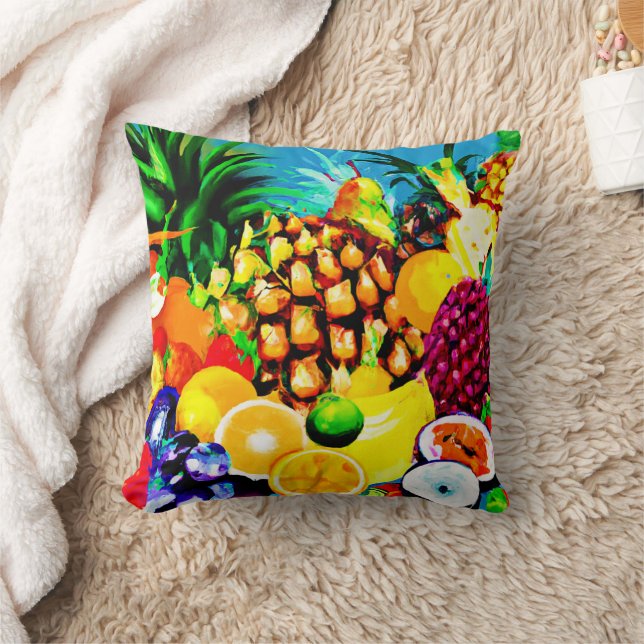 Exotic Tropical Fruits Painting. Buy Now Throw Pillow (Blanket)
