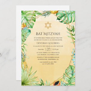 Exotic Tropical Geometric Bat Mitzvah Invitation