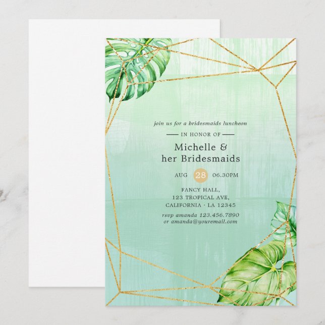 Exotic Tropical Geometric Bridesmaids Luncheon Invitation (Front/Back)