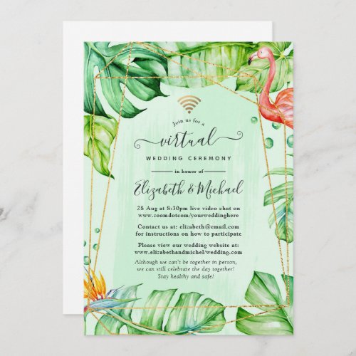 Exotic Tropical Geometric Online Virtual Wedding Invitation