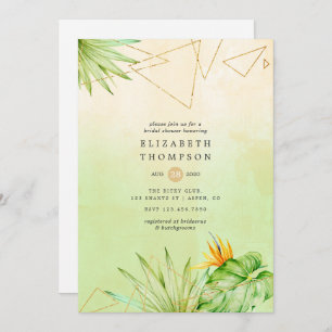 Exotic Tropical Geometric Watercolor Bridal Shower Invitation