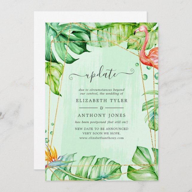 Exotic Tropical Geometric Wedding Update Invitation (Front/Back)