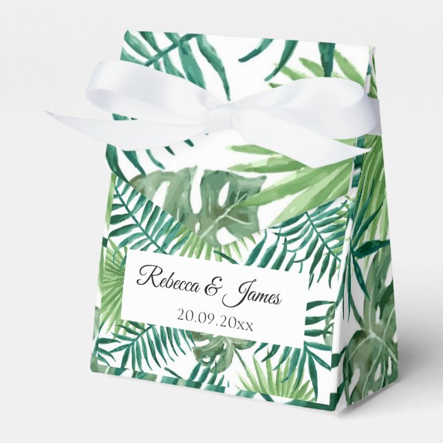 Exotic Tropical Green Beach Destination Wedding  Favor Boxes (Front Side)