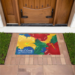 Exotic Tropical Hibiscus Doormat