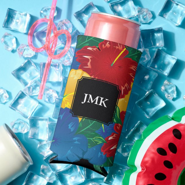 Exotic Tropical Hibiscus - Monogram  Seltzer Can Cooler (In Situ Summer)