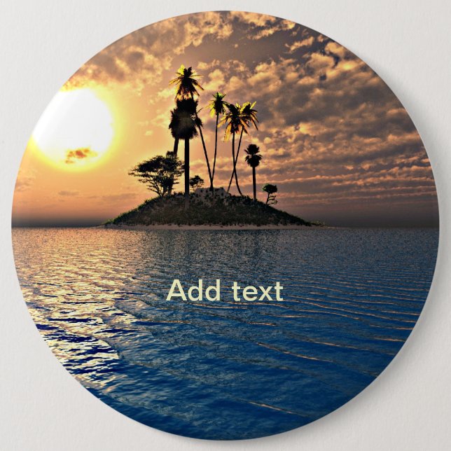 Exotic Tropical Island Template Pinback Button (Front)