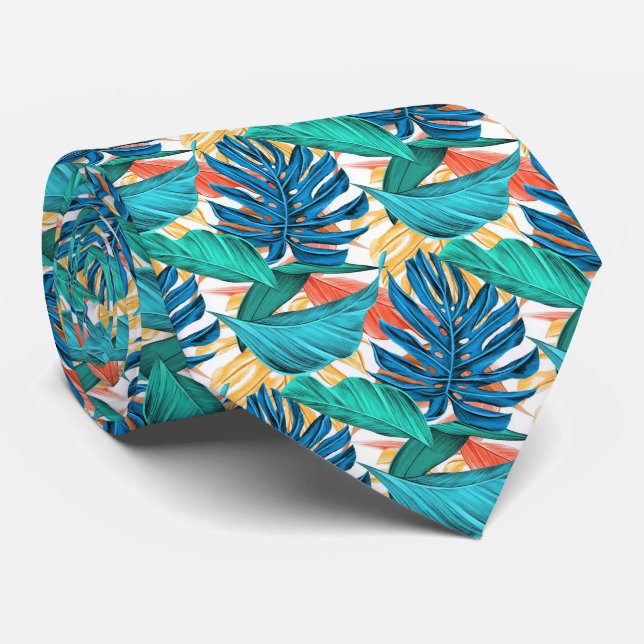Exotic Tropical Leaves 1 Neck Tie (Rolled)