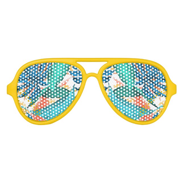 Exotic Tropical Leaves Aviator Sunglasses (Front)