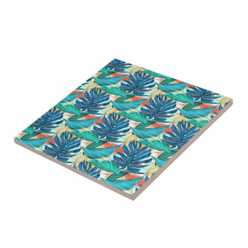 Exotic Tropical Leaves _ Beautiful Ceramic Tile