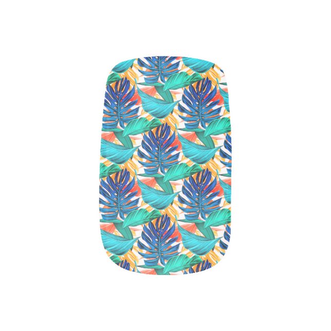 Exotic Tropical Leaves Nail Art (Right Thumb)