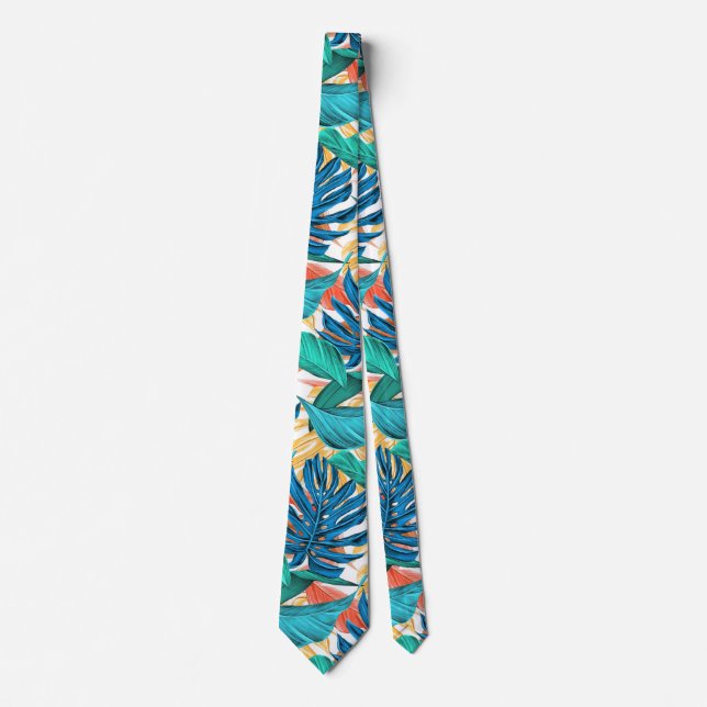 Exotic Tropical Leaves Neck Tie (Front)