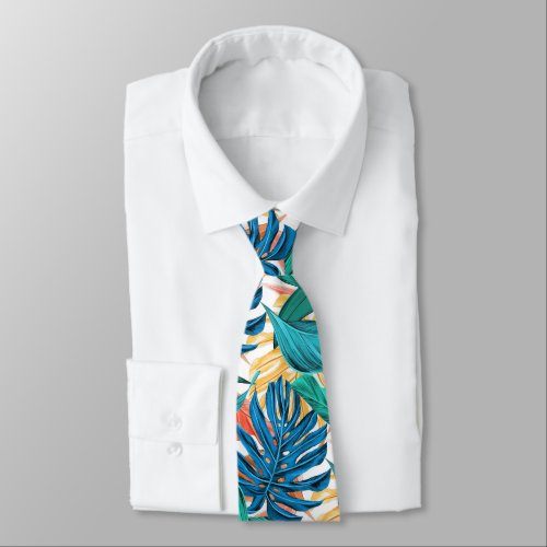Exotic Tropical Leaves neck tie _ Summer