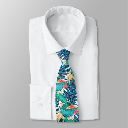 Exotic Tropical Leaves neck tie _ Summer Party