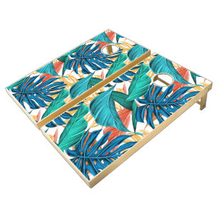 Exotic Tropical Leaves Print Cornhole Set