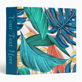 Exotic Tropical Leaves Print Personal 3 Ring Binder