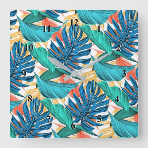 Exotic Tropical Leaves Wall Clock _ Modern