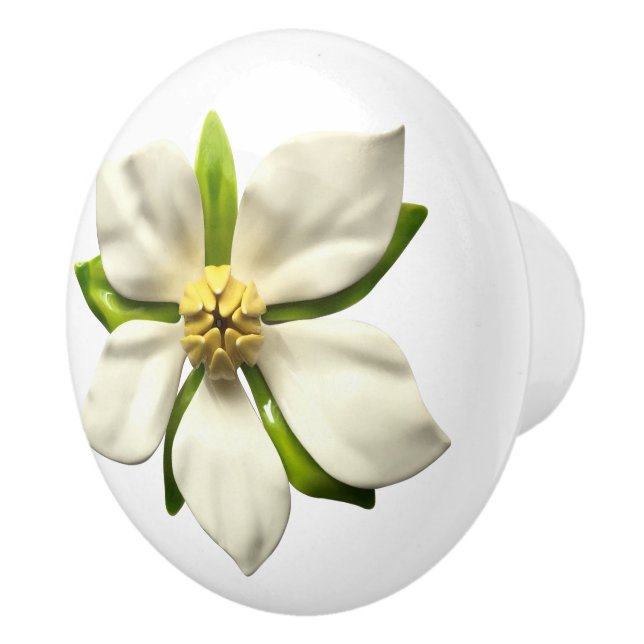 Exotic Tropical Magnolia Blossom Wedding Flower Ceramic Knob (Right)