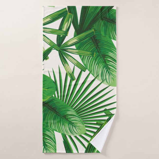 Exotic tropical natural green leaves composition o bath towel (Bath Towel)