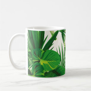 Exotic tropical natural green leaves composition o coffee mug