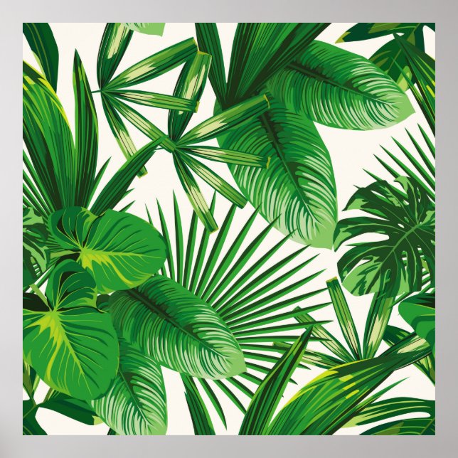 Exotic tropical natural green leaves composition o poster (Front)