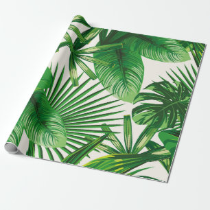 Exotic tropical natural green leaves composition o wrapping paper