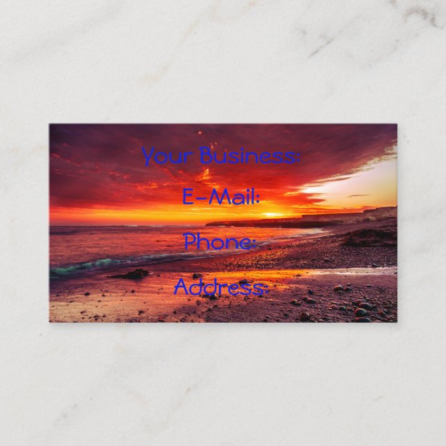 Exotic Tropical Ocean Sunset Business Card (Front)