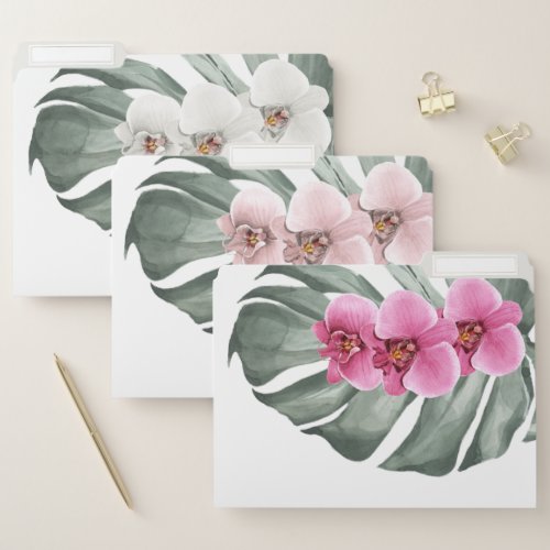 Exotic Tropical Orchids Watercolor Floral File Folder