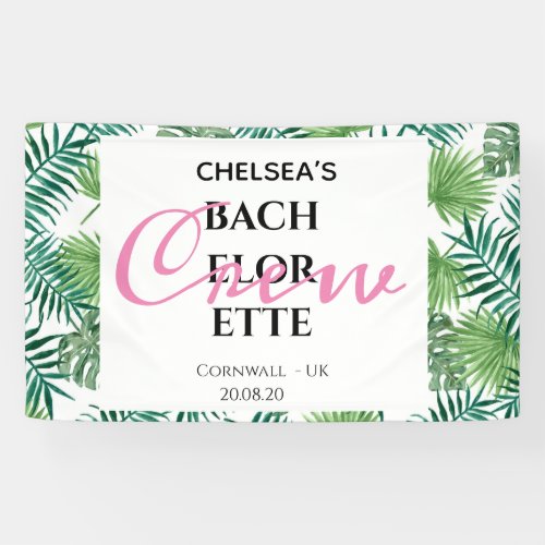 Exotic Tropical Palm Bachelorette Crew Party Banner