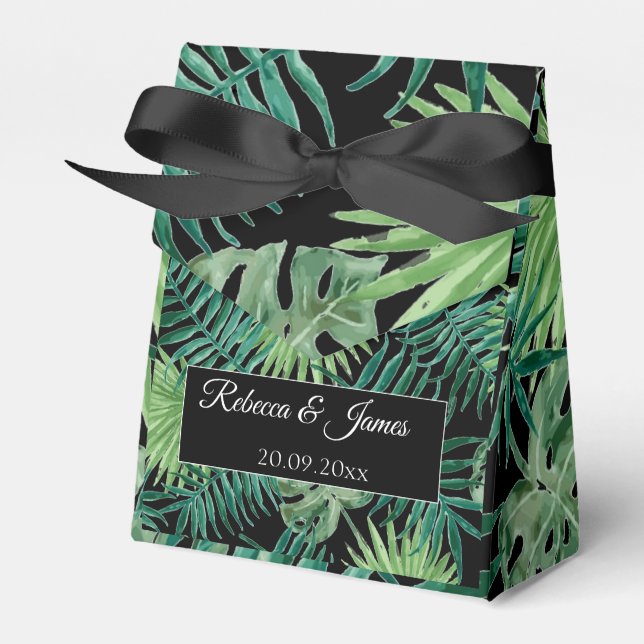 Exotic Tropical Palm Beach Destination Wedding  Favor Boxes (Front Side)