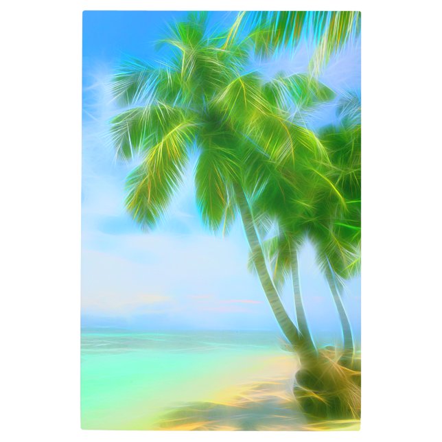 *~* Exotic Tropical PALM Tree Beach AP13 Metal Print (Front)
