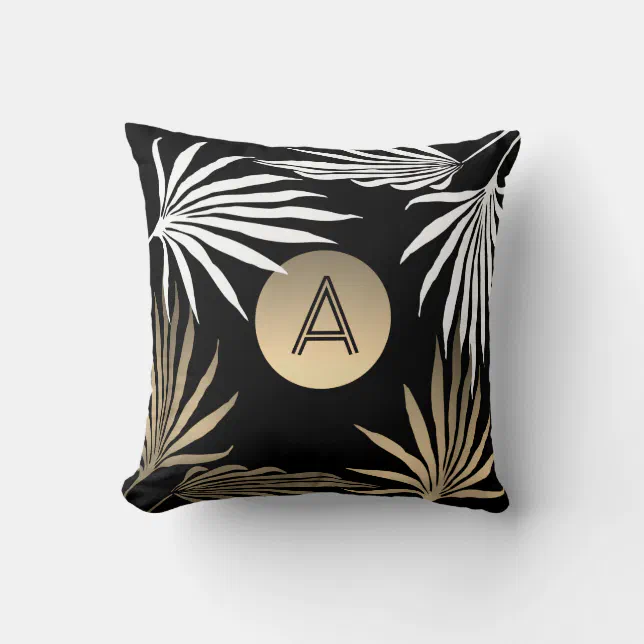 Stunning Palm Tree Monogrammed Throw Pillows image