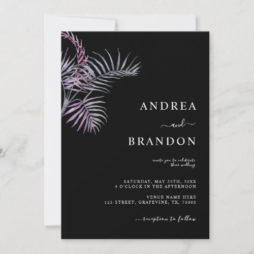 Exotic Tropical Palm Tree Leaf All in One Wedding Invitation