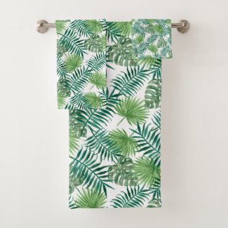 Exotic Tropical Palm Tree Leaves Jungle Pattern