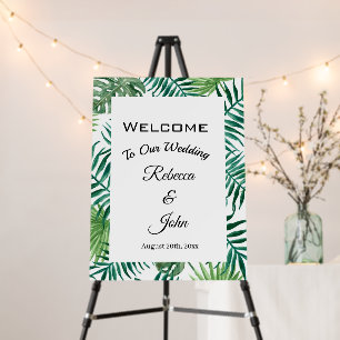 Exotic Tropical Palm Wedding Welcome Backdrop Foam Board
