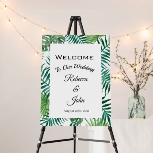 Exotic Tropical Palm Wedding Welcome Backdrop Foam Board