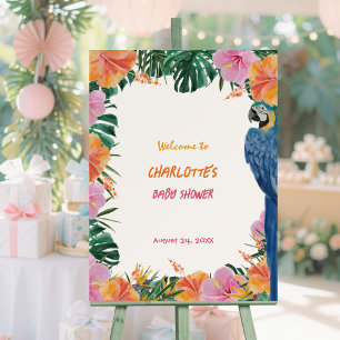 Exotic Tropical Parrot Jungle Baby Shower Welcome Foam Board