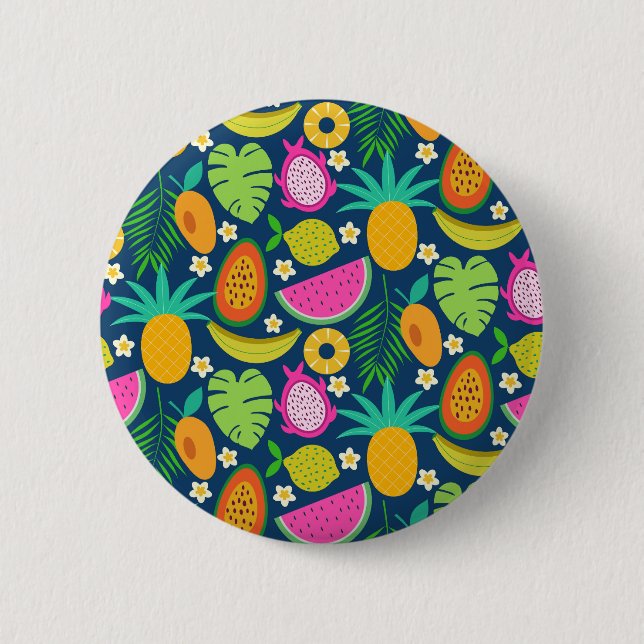 Exotic Tropical Pineapple Banana Dragon fruit  Button (Front)