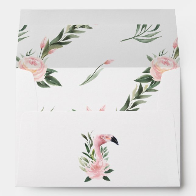 Exotic Tropical Pink Flamingo Envelope (Back (Bottom))