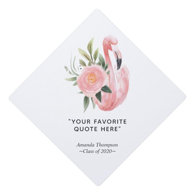 Exotic Tropical Pink Flamingo Graduation Cap Topper (Front)
