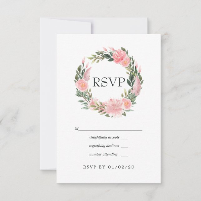 Exotic Tropical Pink Flamingo Wedding RSVP Card (Front)