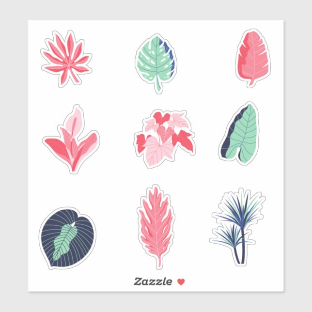 Exotic, Tropical Plant Leaves Sticker (Sheet)