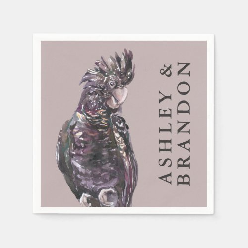 Exotic Tropical Purple Parrot with Names Napkins