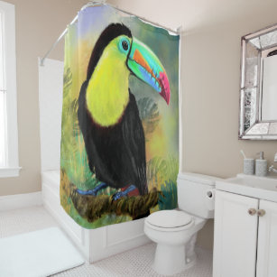Exotic Tropical Toco Shower Curtain Toucan Bird