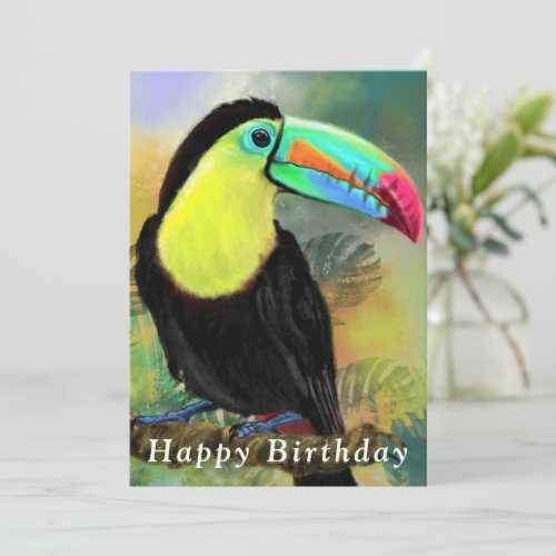 Exotic Tropical Toco Toucan Bird Birthday Card